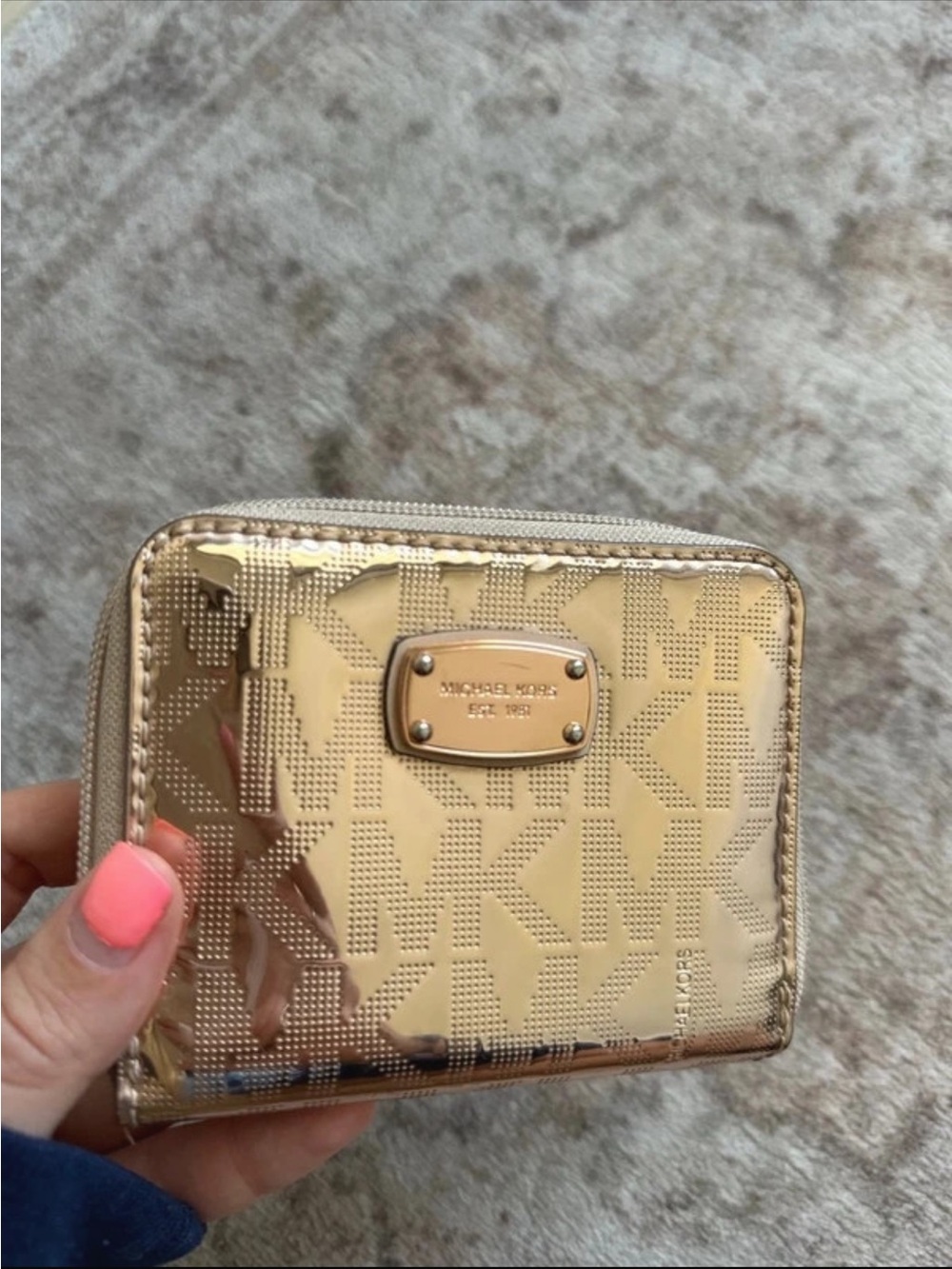 Michael Kors Metallic Gold Embossed Zip Wallet